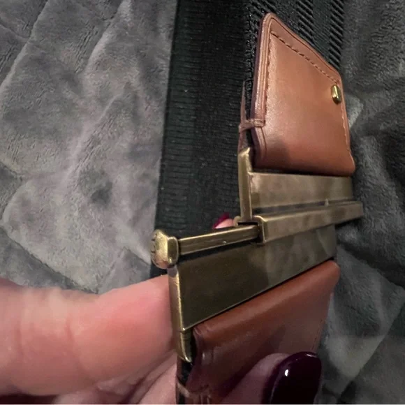 Ralph Lauren Black Stretch Belt 2.5” Wide with Antique Brass Hardware - Picture 5 of 8